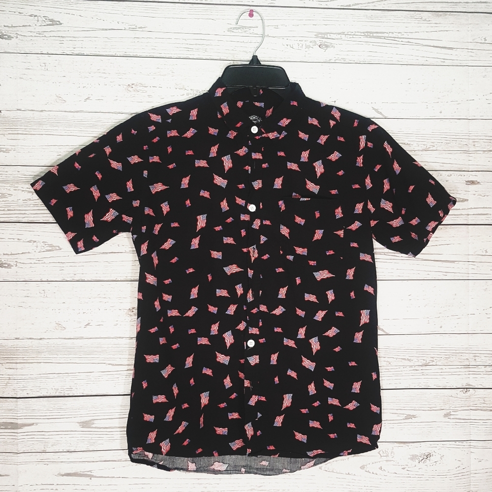 Boys American Flag Graphic Button Down 14-16